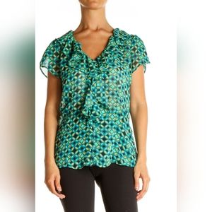 Banana Republic sheer ruffle button up top